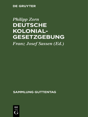 cover image of Deutsche Kolonialgesetzgebung